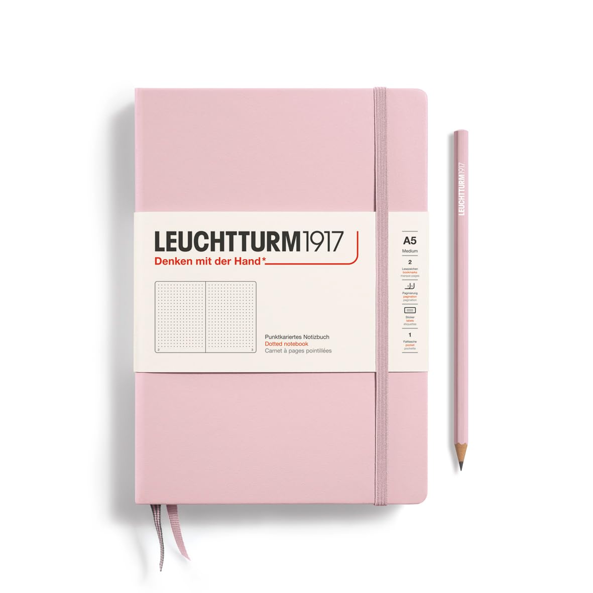 LEUCHTTURM1917 - Notebook Hardcover Medium A5-251 Numbered Pages for Writing and Journaling (Powder, Dotted)