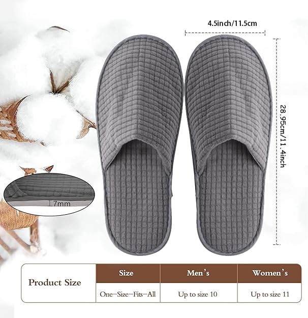 12 Pairs Disposable Slippers, Non-slip Guests Soft Polar Fleece SPA Slippers, Washable Reusable Slipper for Hotel Home Travel Indoor (Khaki, Grey)