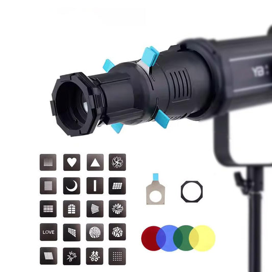 Bowens Mount 36° Lens Spotlight Conical Optical Snoot kit,Photography Studio Lighting Projector Accessory with 20 Gobos,4 Color Filters for Aputure Amaran 100DS/XS 200XS/DS 300C/DII/X 60D/XS