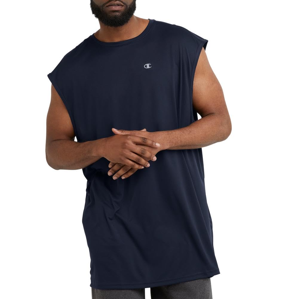 Champion Men's Double Dry Muscle Tank, Men’s Sleeveless Tee, Muscle Tee (Reg. or Big & Tall), Navy, XX-Large Tall