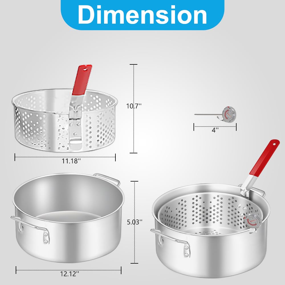 10QT Outdoor Fish Fryer Kit – Heavy-Duty Aluminum Pot & 6.7QT Basket, Propane Deep Fryer for Seafood, Turkey, Chicken & More