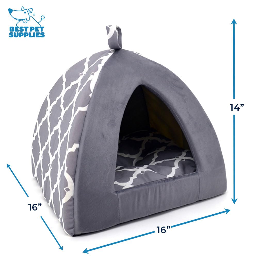 Pet Tent - Soft Bed for Dog and Cat by Best Pet Supplies - Sand Linen, 19" x 19" x H:19"