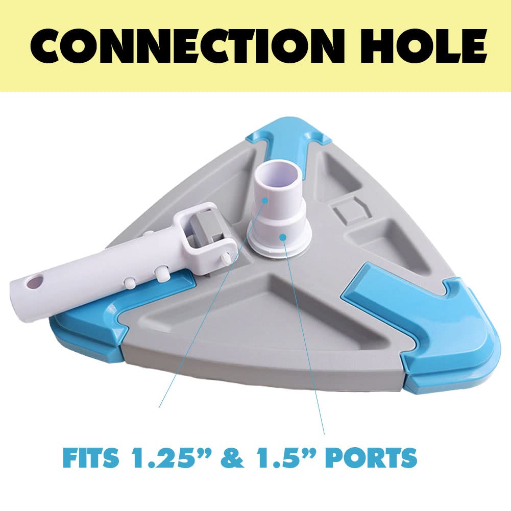Pool Vacuum Head with Side Brush, Pool Triangular Weighted Brush for Inground and Above Ground Swimming Pools (White)