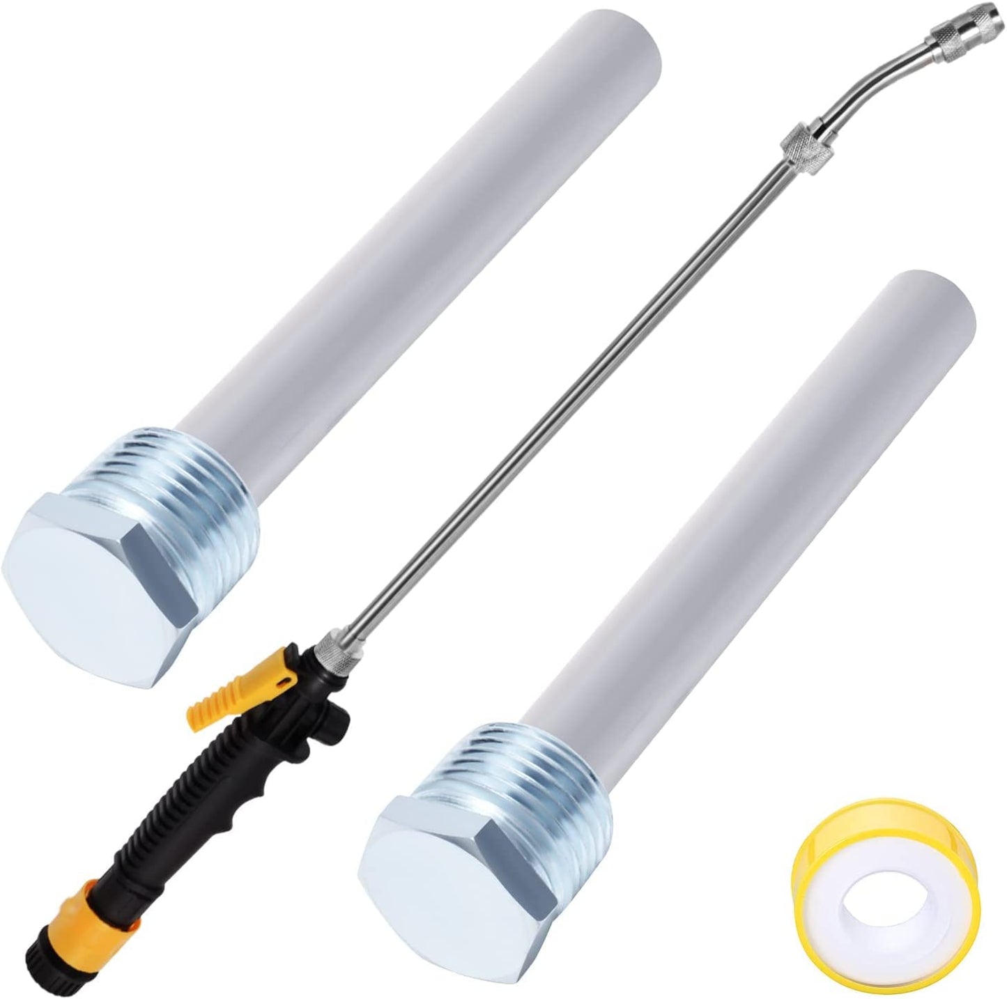 RV Water Heater Anode Rod & RV Water Heater Tank Rinser - 4.5" L x 1/2" NPT Thread Magnesium Rod and Water Heater Flush Wand, Replacement Part Compatible with Atwood Water Heater 11553