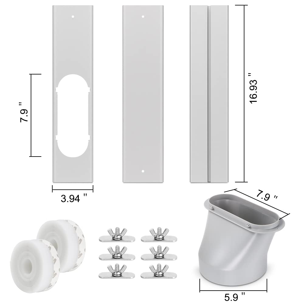 Kxuhivc Portable Air Conditioner Windows Vent Kit, Adjustable Window Seal with 5.9 Inch Diameter, 78.8 Inch Length Exhaust Hose for A/C Unit Universal for Sliding Glass Doors