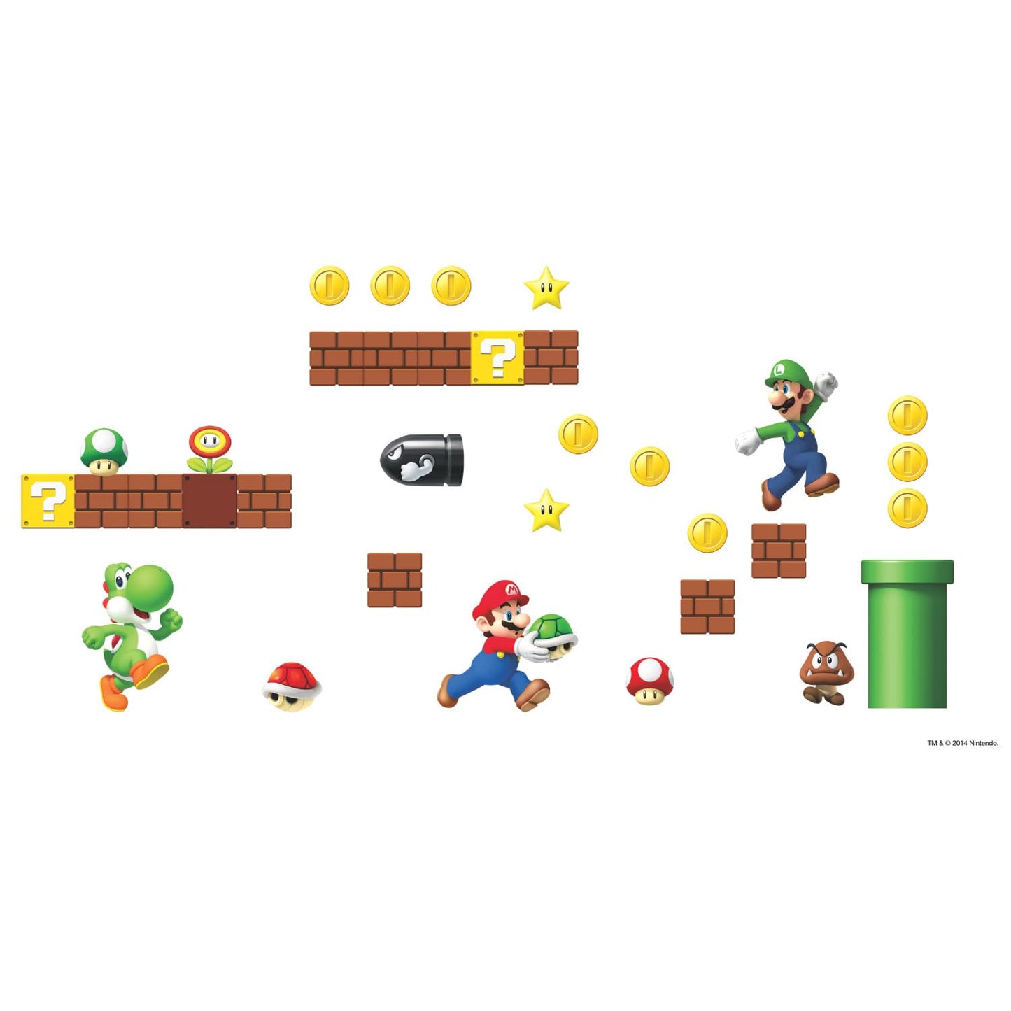 RoomMates RMK2351SCS Nintendo Super Mario Build a Scene Peel and Stick Wall Decal, 45 Count