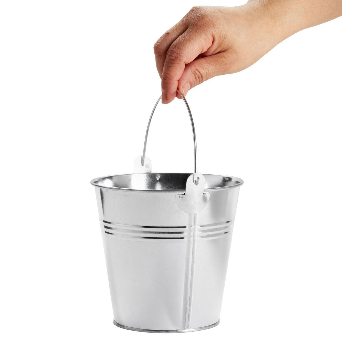 Juvale Galvanized Metal Buckets - 12 Pack, Silver, 4.7 in - Mini Metal Buckets with Handles for Party Decorations & Crafts