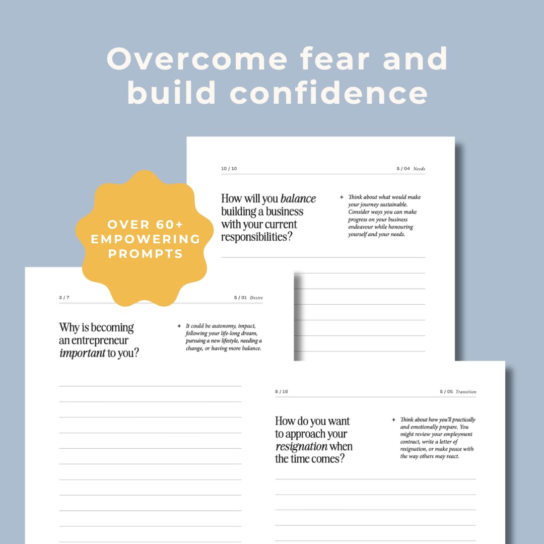 Employee to Entrepreneur - Guided Journal to Change Your Life, Become an Entrepreneur, Journal for Personal Development and Reflection, Meaningful Gift for Women & Men, Light Blue Hardcover, 200 pages