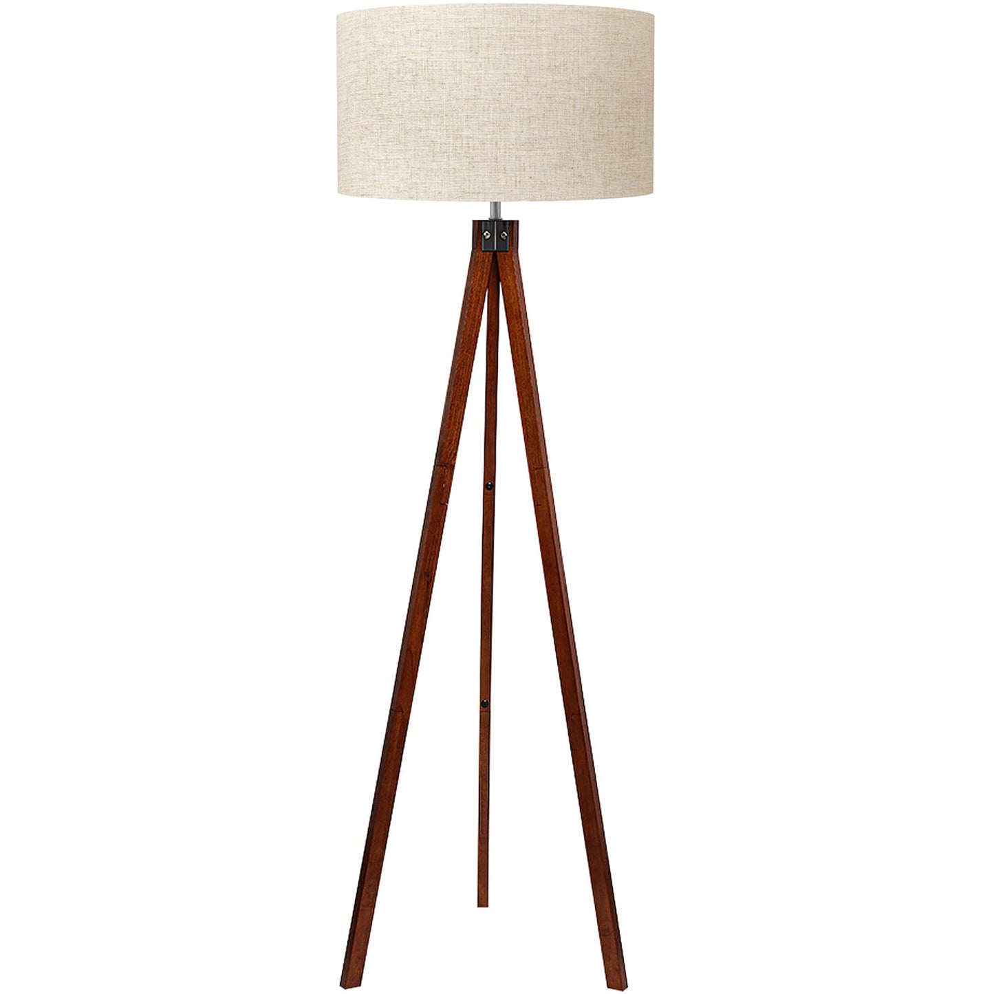 LEPOWER Tripod Floor Lamp, Floor Lamps for Living Room, Mid Century Modern Standing Lamp for Bedroom, Office and Study Room Lamp, Flaxen Lamp Shades with E26 Lamp Base (Brown Tripod Holder)