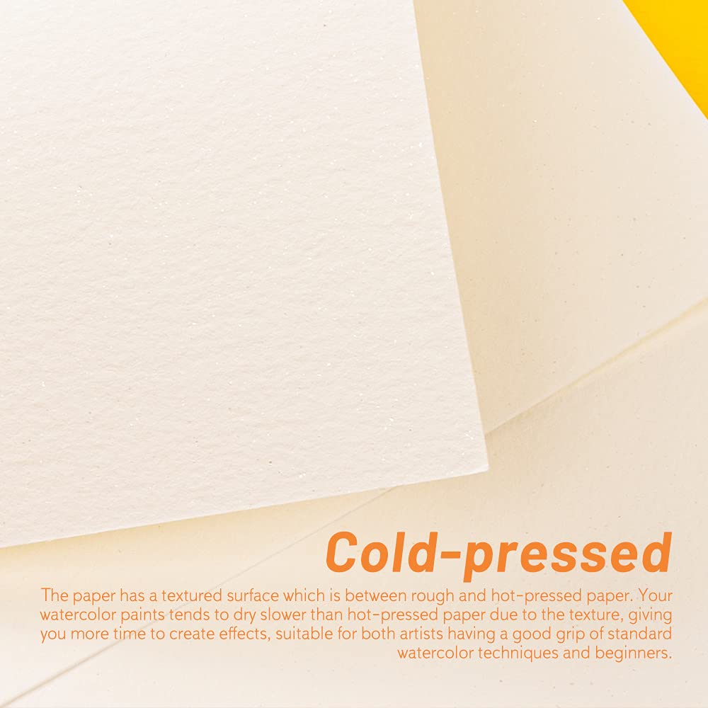 2 Pack of Paul Rubens Hand-made Watercolor Paper Cold Press, 100% Cotton Rag with Glitter Sparkling Effect, Acid-Free Paper 140lb/300gsm, 10.63“ x 7.67” for Wet & Dry Mixed Media, 20 Sheets * 2