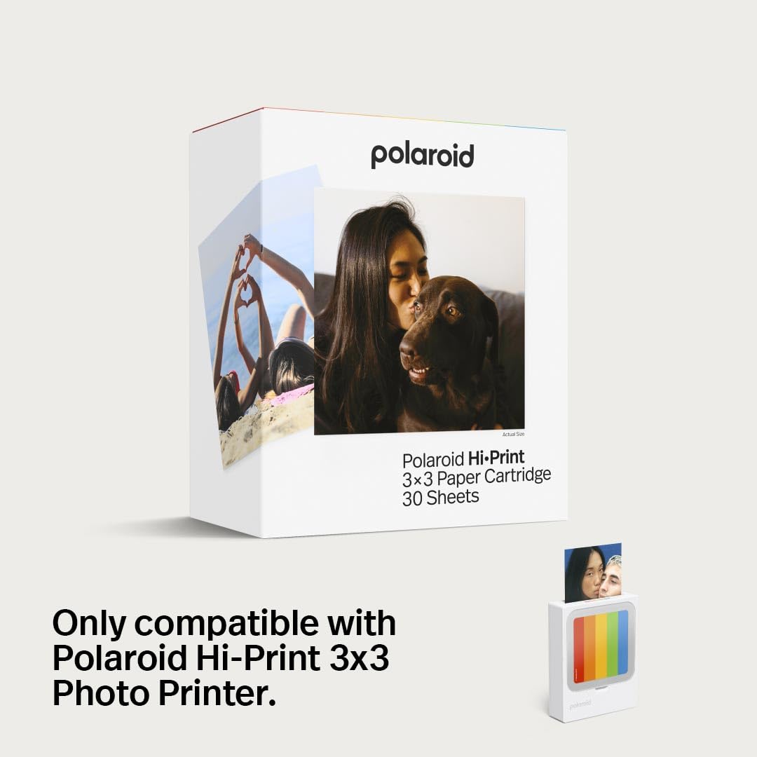 Polaroid Hi-Print 3x3 Paper - 3x3 Photo Paper Cardridge - 30 Photo Sheets (6646)