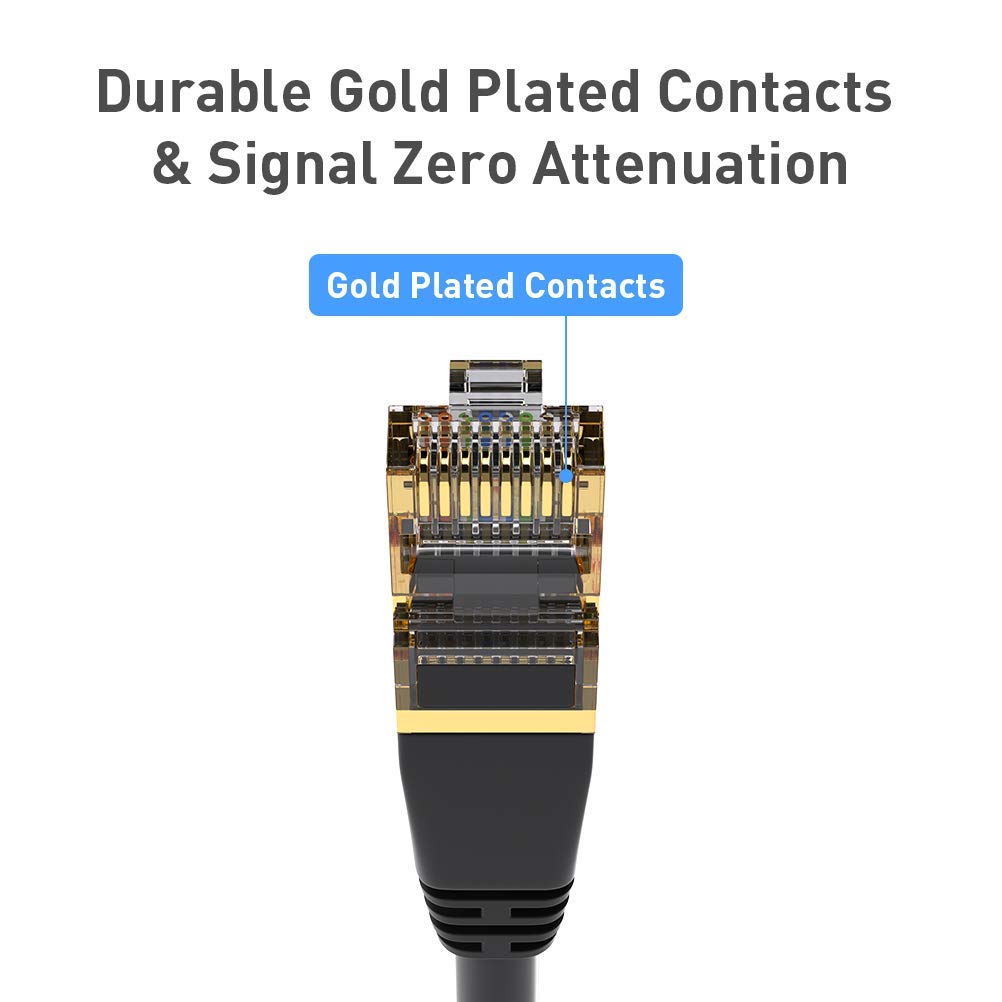Cat8 Ethernet Cable 50ft (15.3 Meters), Ethernet Cable 50 ft, Outdoor Ethernet 50ft, LAN Cable 50ft, 40Gbps 2000Mhz RJ45 Cable, High Speed Network Cable, Long Ethernet Cable for Router, Switch