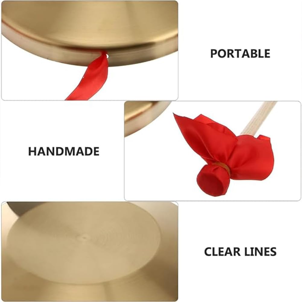 Universal Gong And Wooden Mallet 12.6 inch Tam Tam Gong Traditional Gong Instrument Chinese Percussion Instrument With Copper Decoration Chau Gong For Home And Office