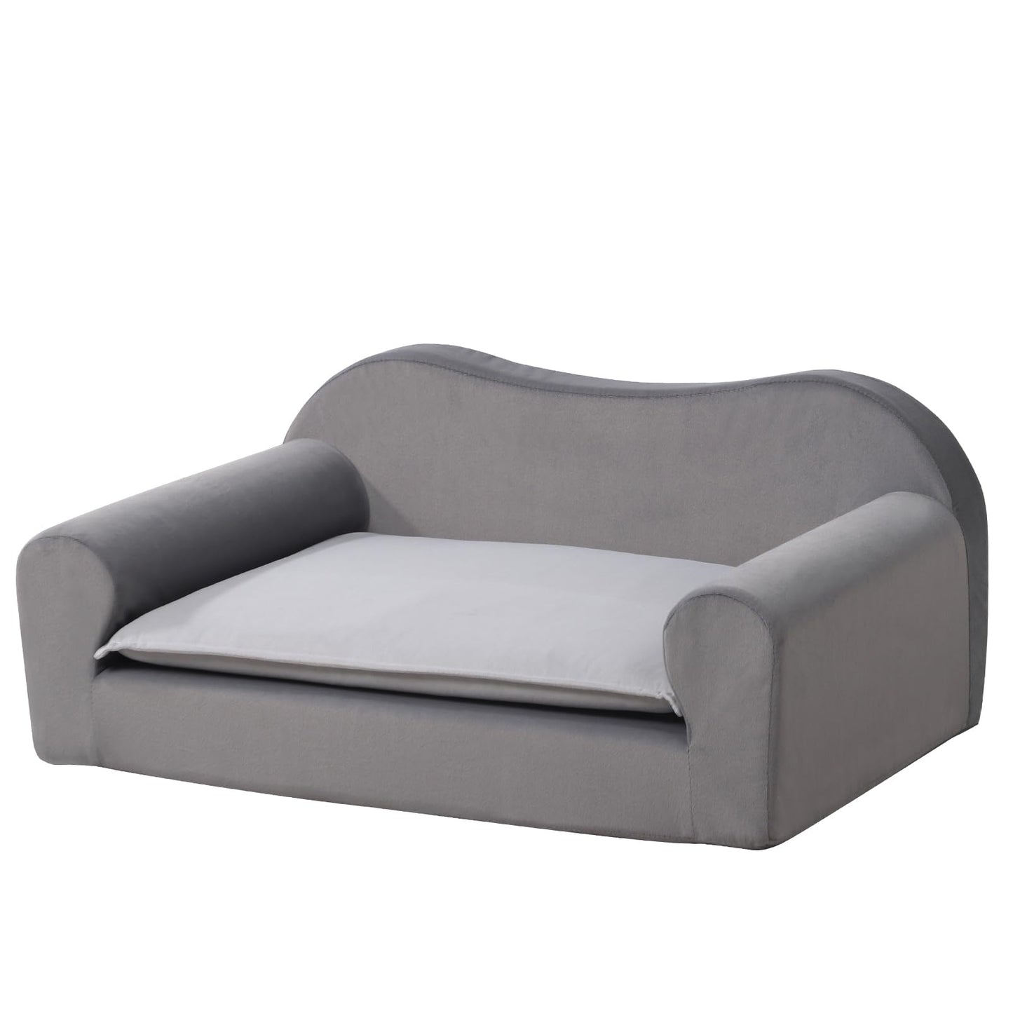 Cat Couch Bed for Indoor,Comfort Small Dog Sofa,Pet Couch for Puppy and Kitten,with Removable Washable Cover and Non-Slip Bottom (Light Grey)