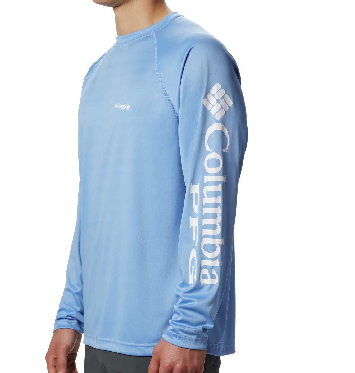 Columbia Men’s Pfg Terminal Tackle Long Sleeve Tee, White Cap/White Logo, Large