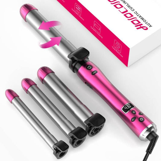 Auto Rotating Curling Iron 3 in 1 Interchangeable Heating Iron Barrels