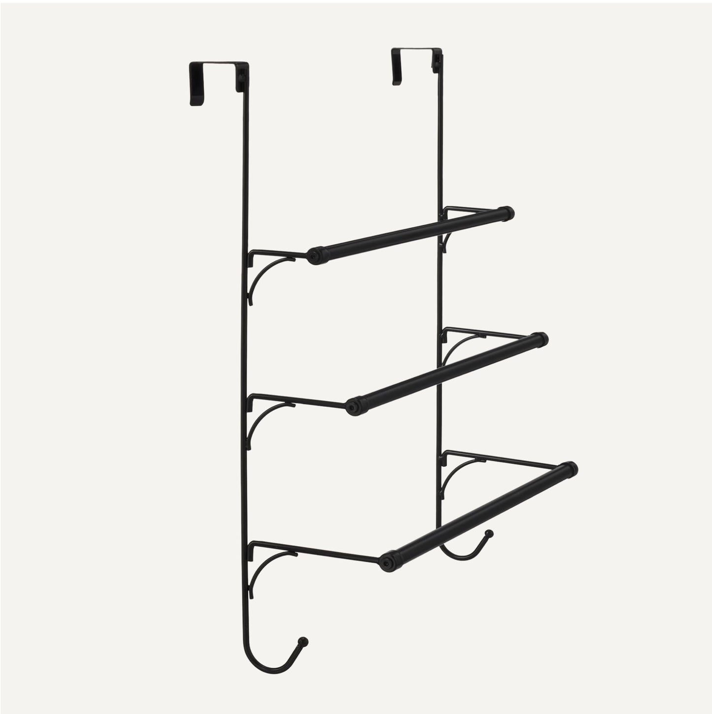Amazon Basics Over the Door Towel Rack with Hooks, 19.3W x 6.6D x 24.8H inch, Black