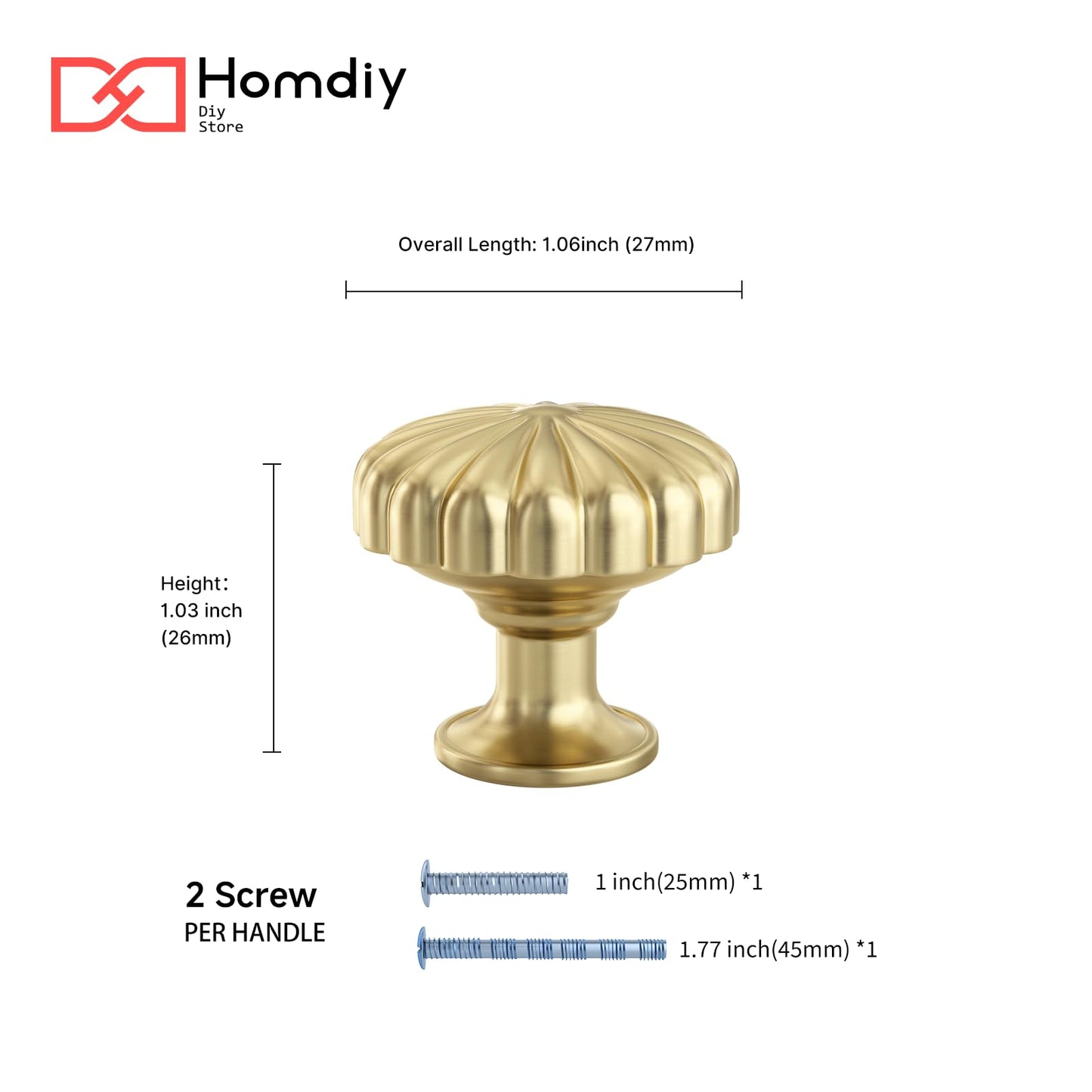 homdiy 10 Pack Gold Knobs Gold Drawer Knobs Brushed Brass Knobs Gold Dresser Knobs Kitchen Cabinet Knobs Gold Cupboard Knobs Single Hole Kitchen Cabinet Handles Zinc Alloy