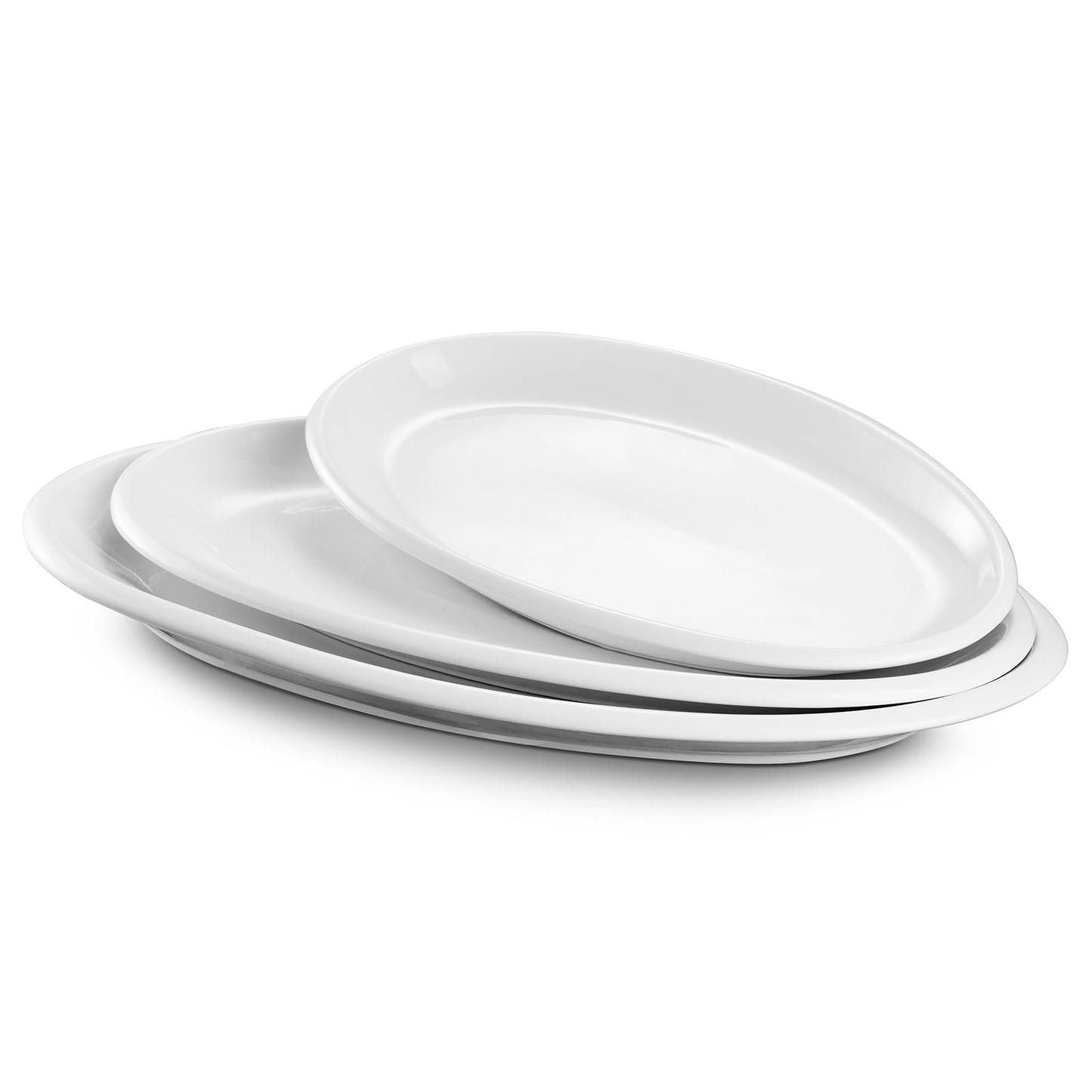 DOWAN Large Serving Platters, 16"/14"/12" Oval Serving Platters, Oven Safe, White Serving Plates, Porcelain Dinner Platters for Appetizers Meat Snacks, Serving Dishes for Party, Set of 3