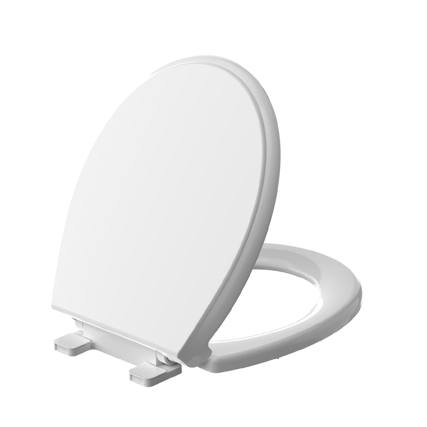 Meydrdou Toilet Seat Round Soft Close 16.5inch，Toilet Lid Slow Close Quiet,No Slapping,Easy Installation & Release,Safe PP Material Easy Clean，2 Years Support, White Plastic