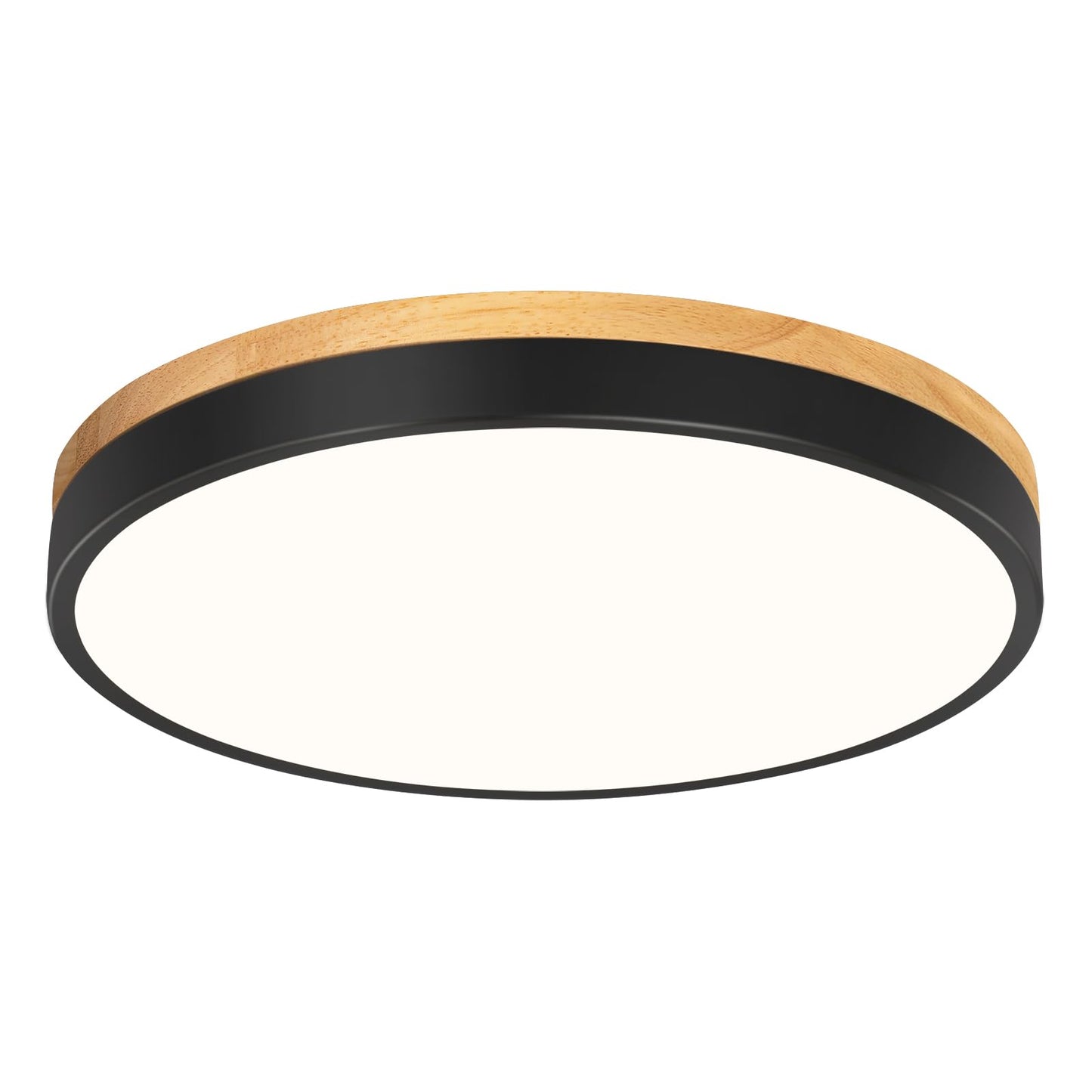 Vikaey Modern Wood LED Ceiling Light Fixture, Minimalist Black Flush Mount Ceiling Lamps, Round Ceiling Lighting Fixtures for Bedroom, Hallway, Dining Room, Kitchen, Laundry Room, Not Dimmable