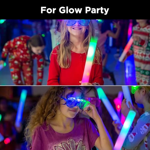 32 Pcs Foam Glow Sticks Bulk Party Pack, L16‘’Big Led Light Up Foam Sticks with 3 Flashing Effect, Glow in The Dark Party Supplies Favors for Wedding, Adults/Kids Birthday, Disco Dance Floor Party, DJ