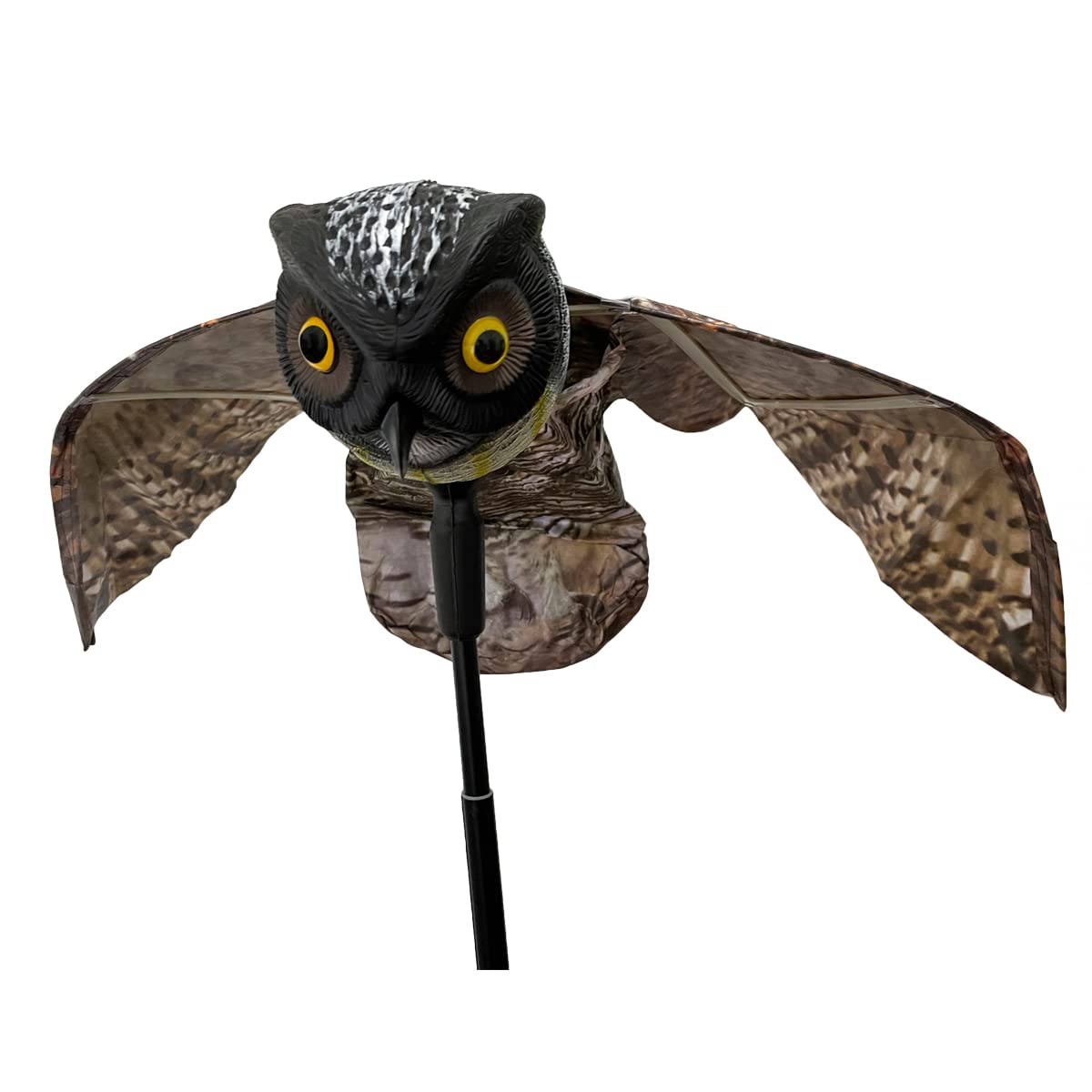 skycabin Realistic Owl Decoy with Moving Wings to Scare Bird Away from Garden,Patio,Fence,Boats,Vulnerable Buildings,Humane Decoy Deterrent Plastic Owl for Crow Pigeon Bird Duck Scarer