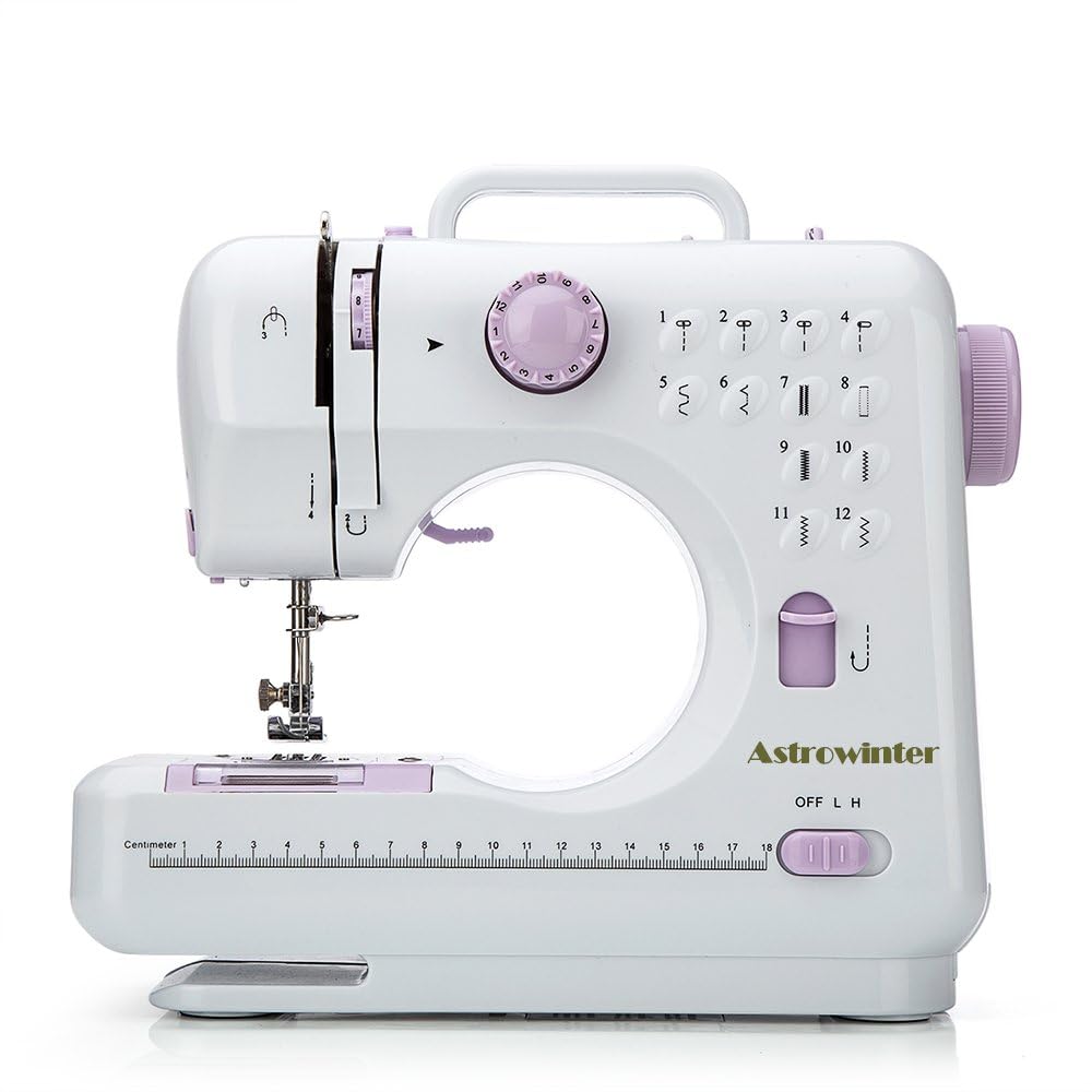 Mini Sewing Machine for Beginner by Astrowinter - Small Electric Sewing Machines with 2 Speed 12 Built-in Stitch Patterns AW-054-CA-A20