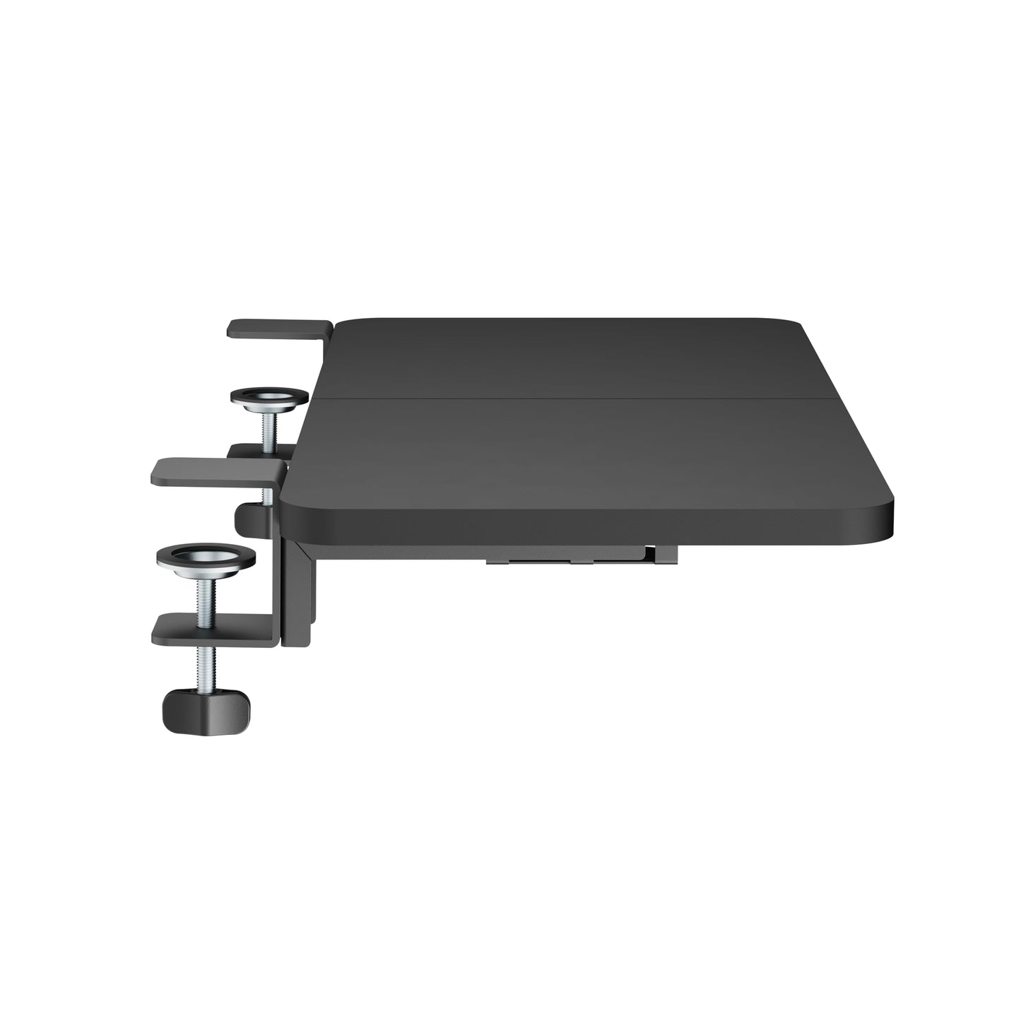 OfficeOzone Desk Extension Tray with Storage Holders, Heavy-Duty Clamp,Matte Black, Expand Workspace with Laptop & Headphone Holders