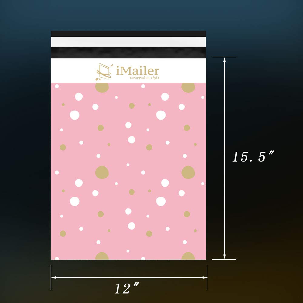 100 Count - 12 x 15.5 inch, Pink Polka Dot - Thank You Poly Mailer Envelope, Mailing Shipping Bags with Self Seal Strip