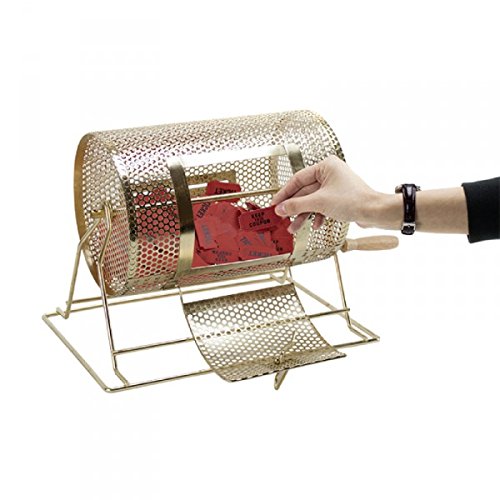Brass Raffle Drum Small | Casino-Grade Lottery, Fundraiser, Drawings Game | Holds Up to 2,500 Raffle Tickets | Spinning Bingo Drum