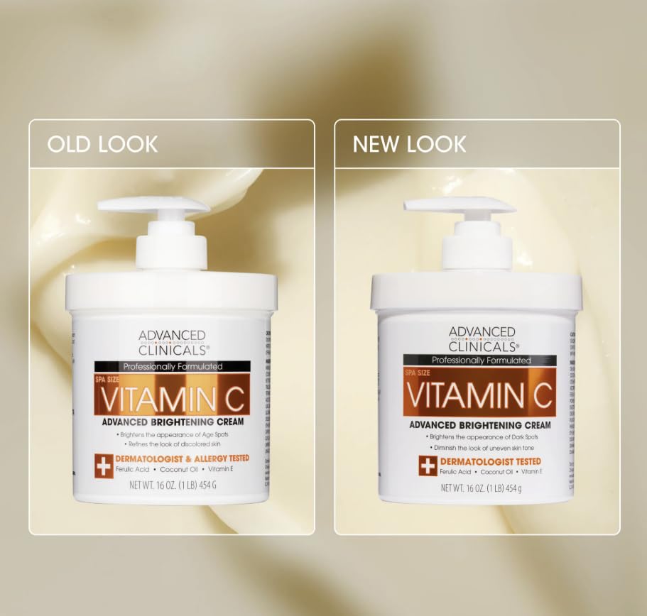 Body Lotion 16 oz Set of 3 For face, hands, neck, body V-C Body Cream Jar with Pump