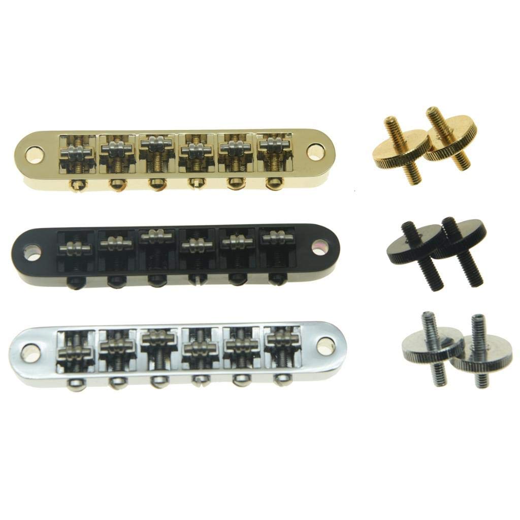 KAISH Chrome Guitar Roller Saddle Bridge Tune-O-Matic Bridge For Gibson Les Paul,SG,ES Dot,Gretsch Bigsby Guitar with M4 Threaded Posts
