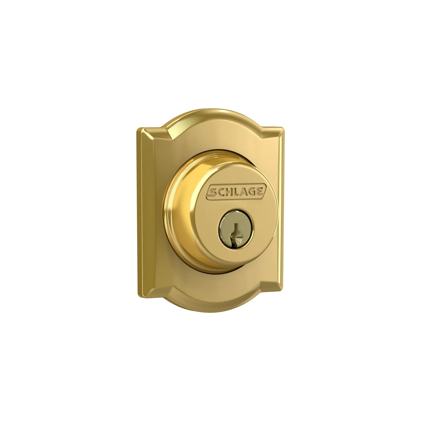 Schlage B60N CAM 605 Camelot Single Cylinder Deadbolt, Bright Brass
