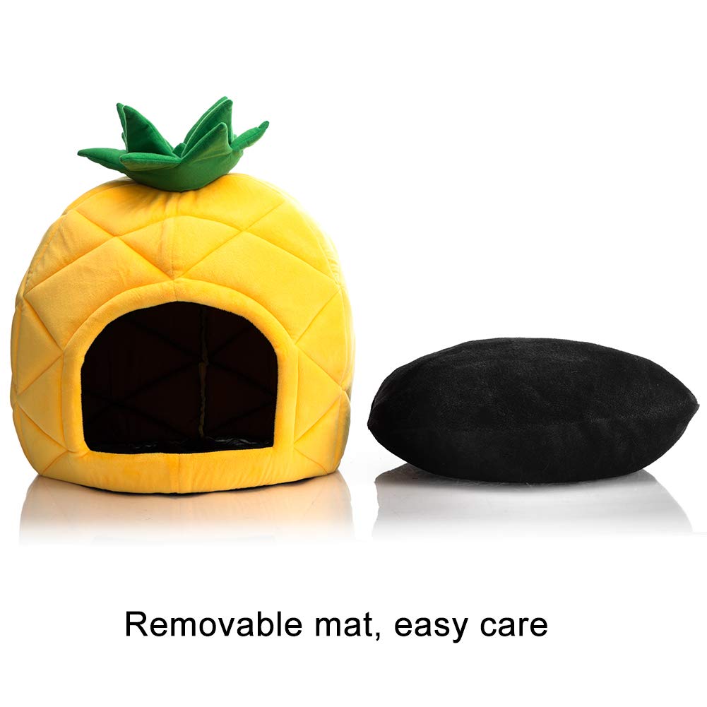 Hollypet Cozy Pet Bed Warm Cave Nest Sleeping Bed Pineapple Shape Puppy House for Cats and Small Dogs, Yellow