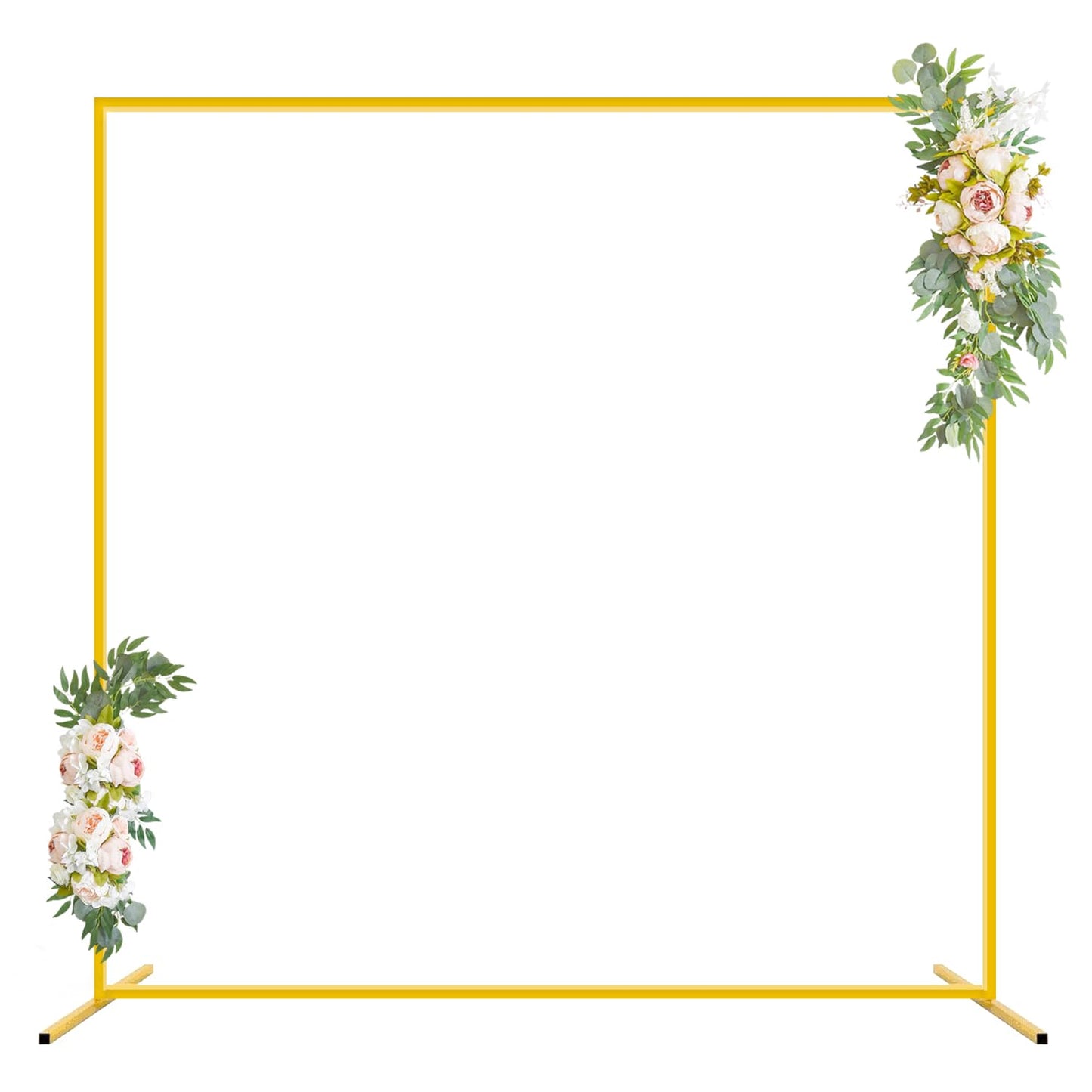 FANPROMS 6.6FT x 6.6FT Gold Squared Arches for Wedding Square Arch Stands Metal Balloon Boho Square Metal Stand Wedding Arch Frame for Birthday Party Bridal Baby Shower Anniversary Decoration