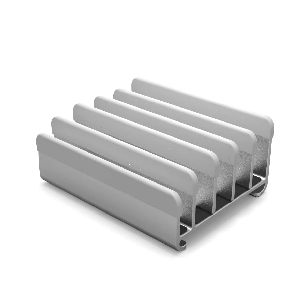 Elestoria Vertical Laptop Stand - Fits 5 Devices, Modern Design, Tool Free Adjustment, Protective & Stable (Grey)