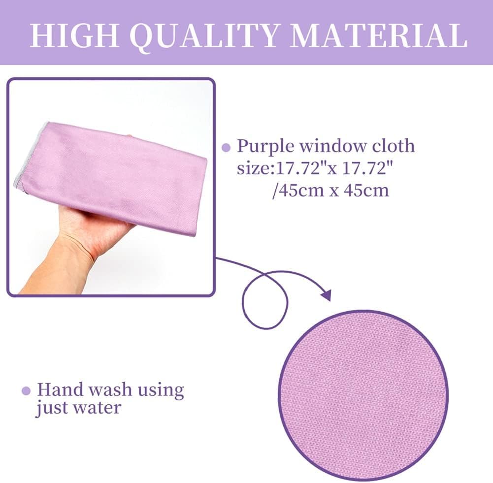 Korwex Window Cleaning Cloth, Glass Cleaning Cloth, Streaks & Scratches Free. (Purple Pack 2)
