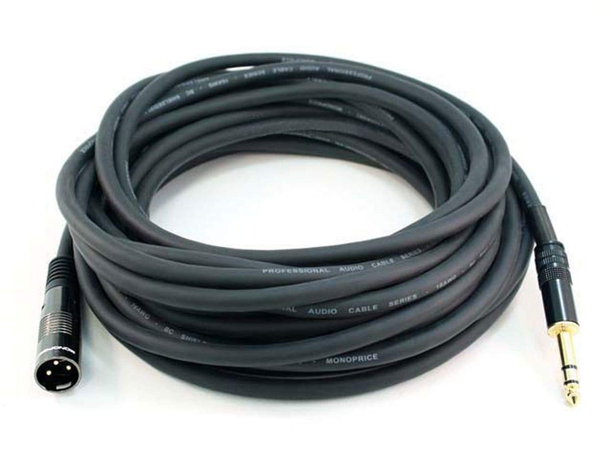 Monoprice 104763 15-Feet Premier Series XLR Male to 1/4-Inch TRS Male 16AWG Cable