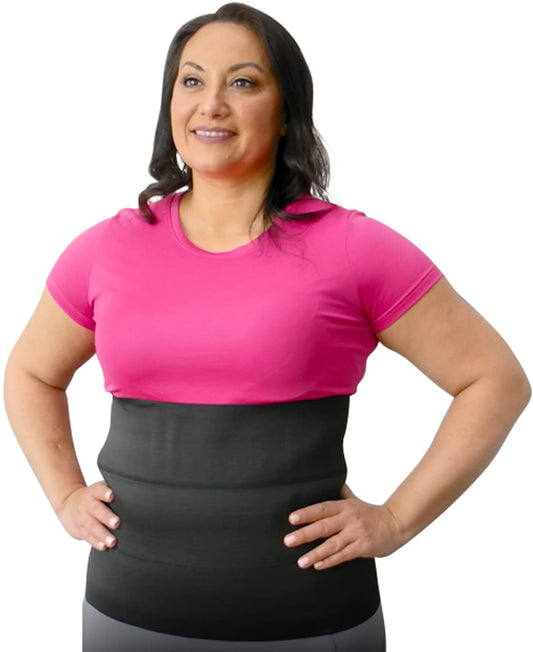 Abdominal Binder Post Surgery Tummy Tuck | Postpartum Belly Band Wrap | Post C Section Belly Binder | Stomach Compression Hernia Belt For Men or Women After Pregnancy Hysterectomy (Black, L/XL (42" to 53"))