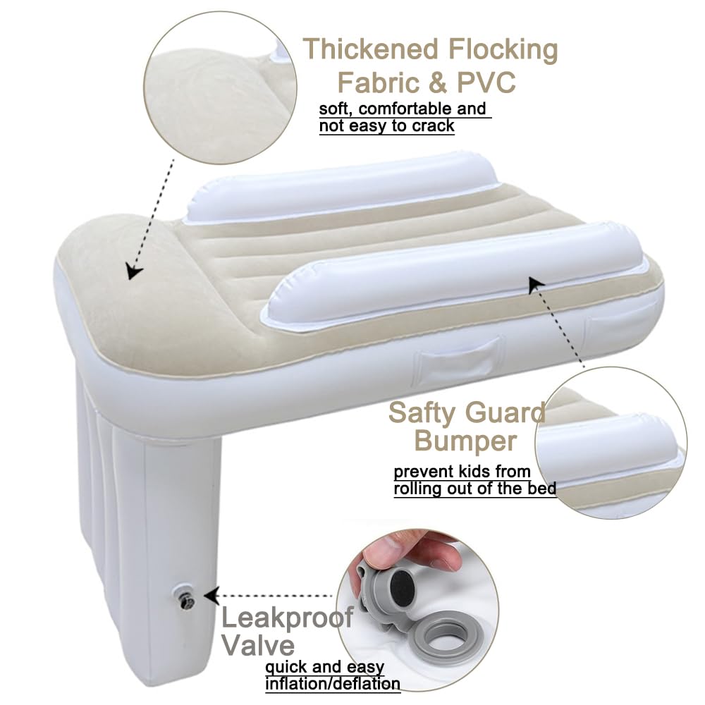 Toddler Airplane Bed Travel Essentials: GEMGO Portable Airplane Beds for Kids with Air Pump - Inflatable Baby Travel Bed Fits Most Seats for Plane Car
