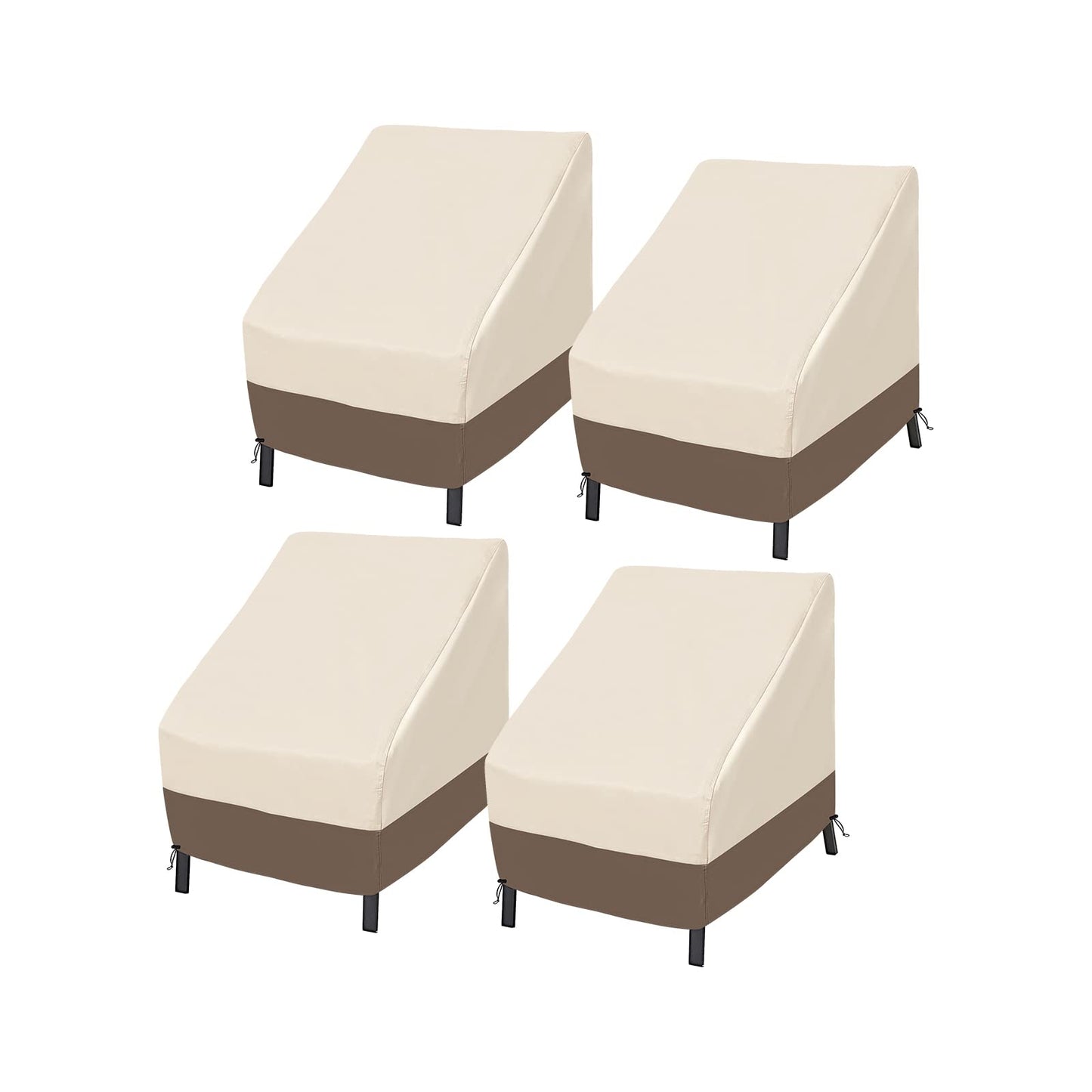 Roastove Patio Chair Covers, Heavy Duty & Waterproof, Fits up to 30W x 32D x 32H inches (4Pack), Beige & Brown