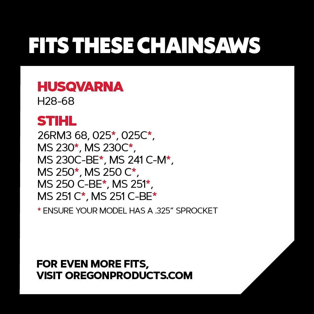 Oregon L68 ControlCut Chainsaw Chain for 18-Inch Bar - 68 Drive Links – low-kickback chain fits several Stihl models