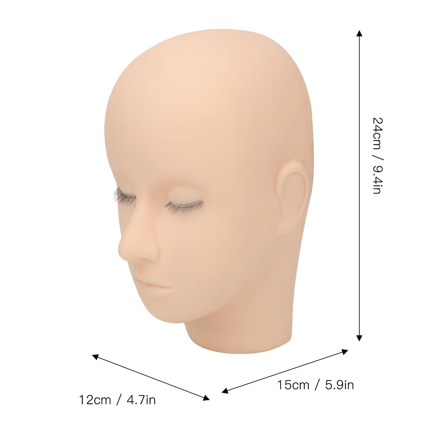 Lash Mannequin Head, 3 Layers Silicone Eyelash Mannequin Head with Eyelids, Eyelash Extension Makeup Practice Training Mannequin Doll Face Head for Lash Extension