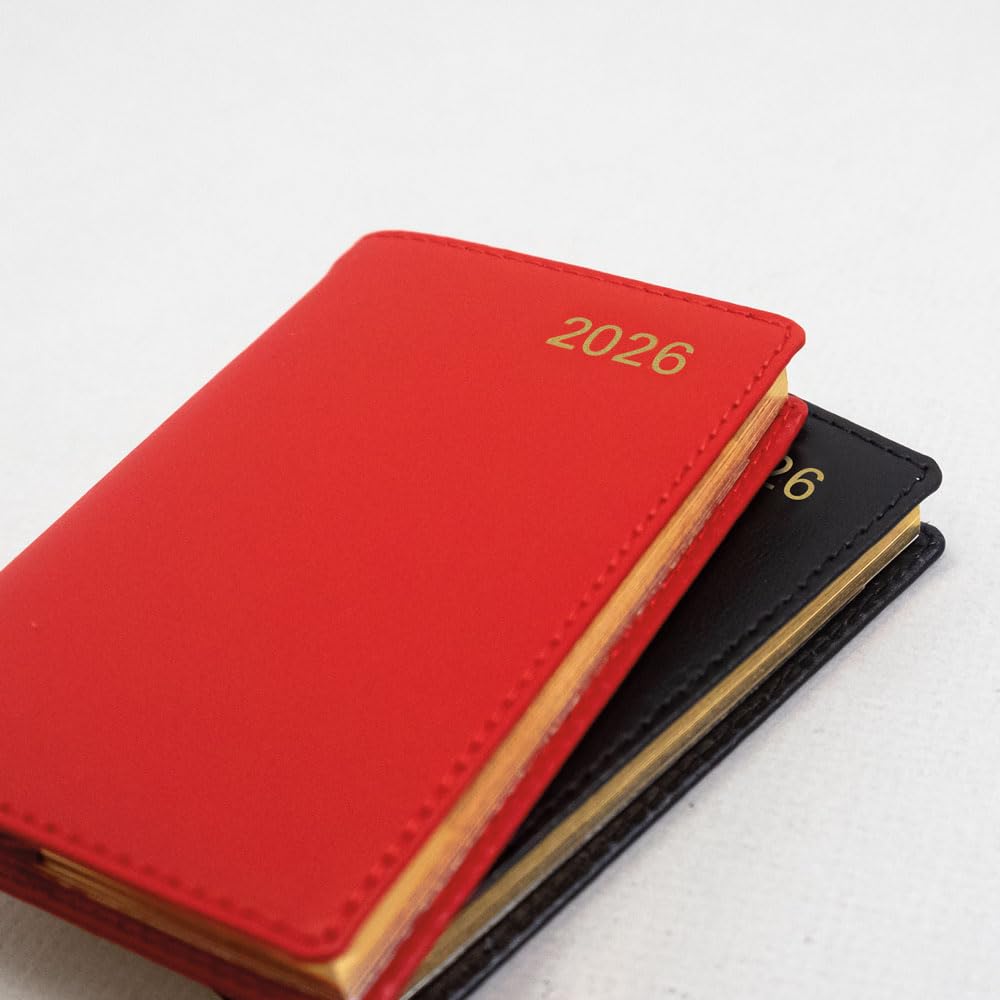 Letts of London® 2026 Belgravia Weekly/Monthly Planner, 12 Months, January to December, Italian Leather, Pocket Size, 4.25" x 2.625", English, Black (C33EBK-26)