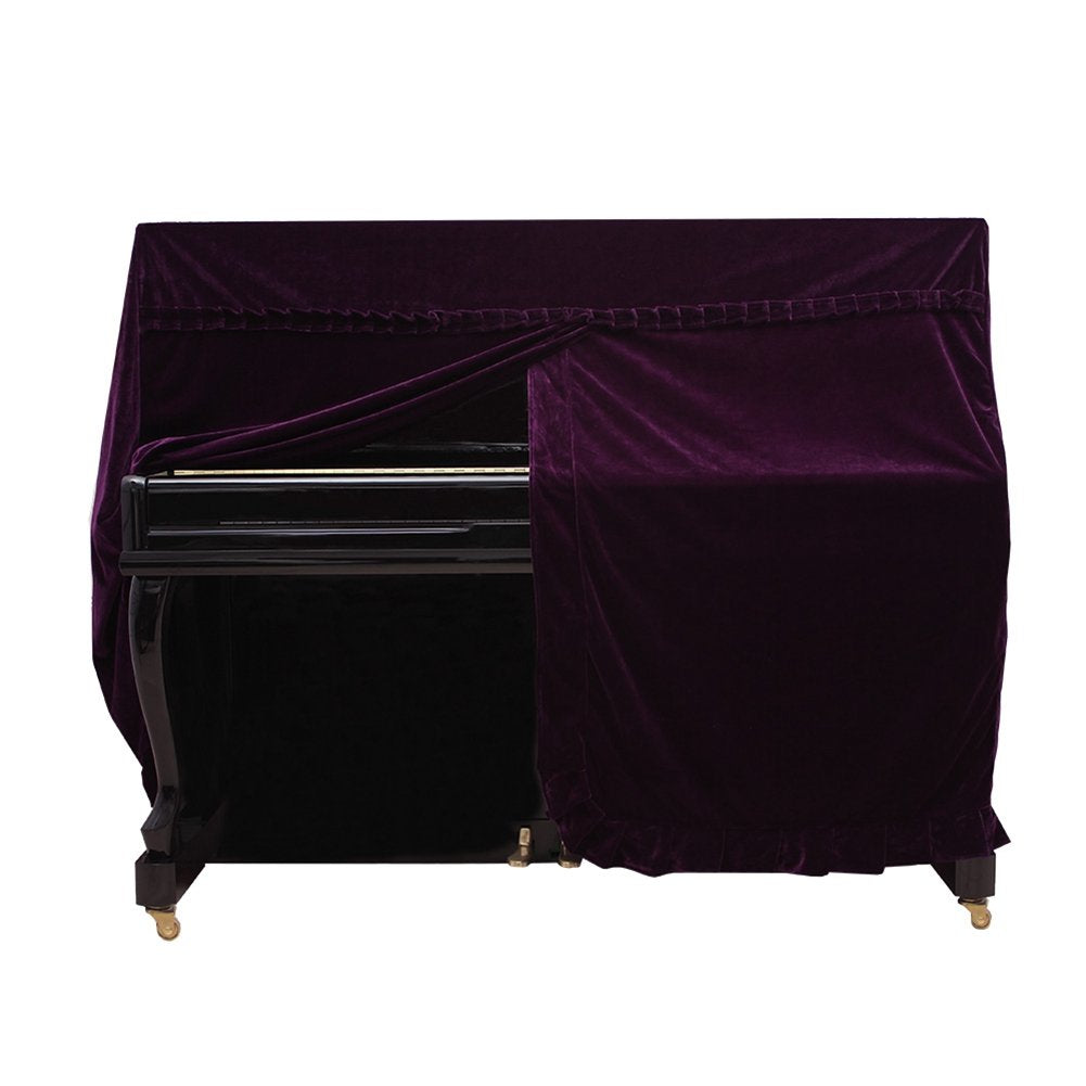 Upright Piano Dust Cover, Decoration Pleuche Cover Accessories for Upright Piano Instruments(Purple)