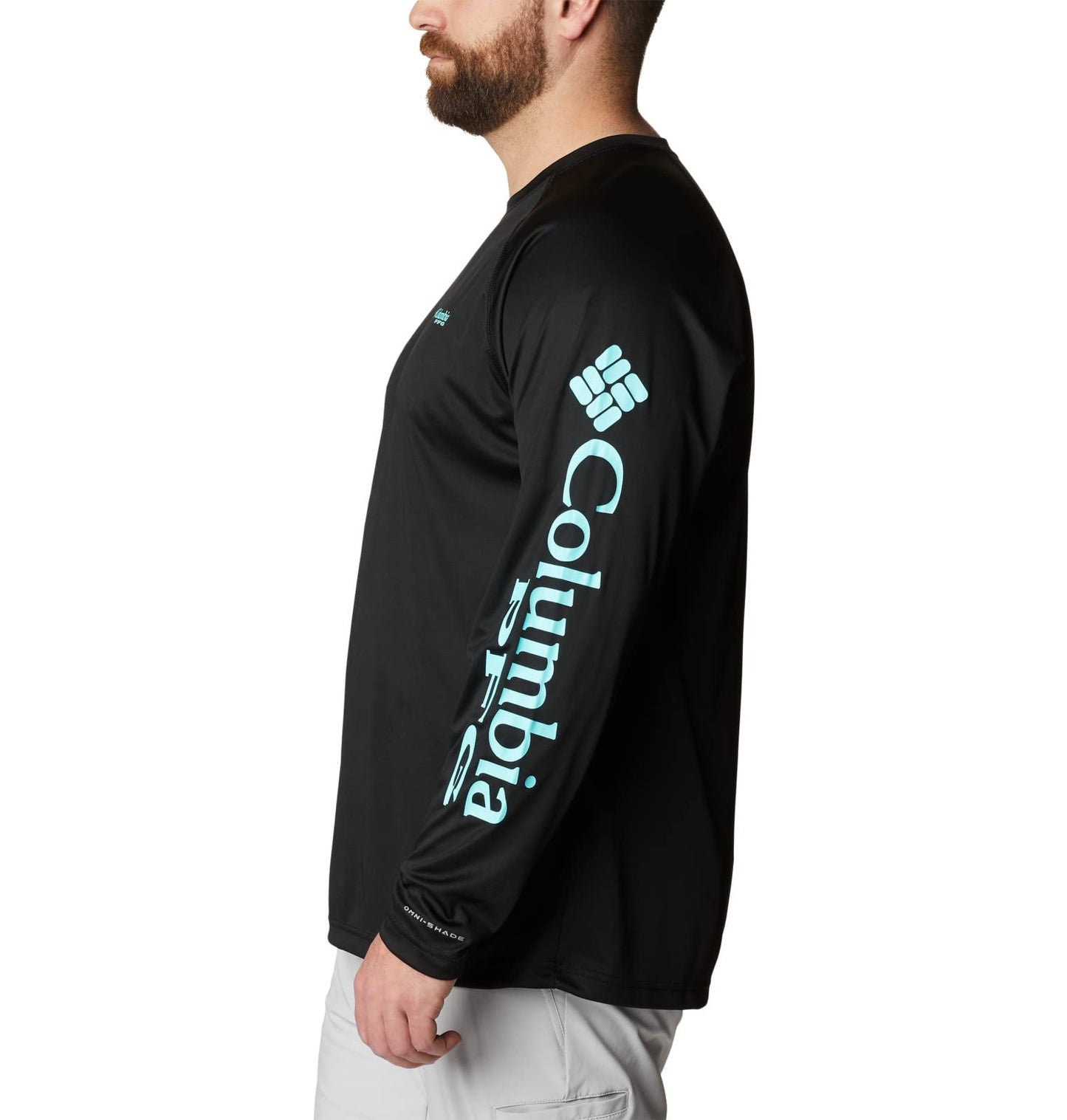 Columbia Men's Terminal Tackle Long Sleeve Shirt, Black/Gulf Stream Logo, X-Large