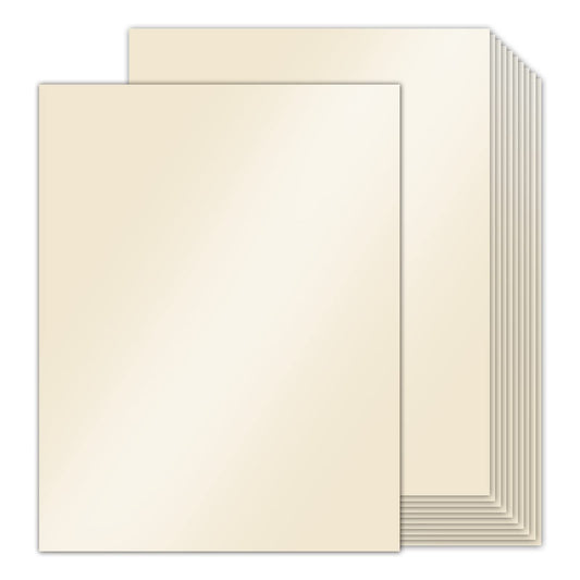 100 Sheets Cream Shimmer Cardstock 8.5 x 11 Metallic Paper, Goefun 80lb Card Stock Printer Paper for Invitations, Certificates, Crafts, Card Making