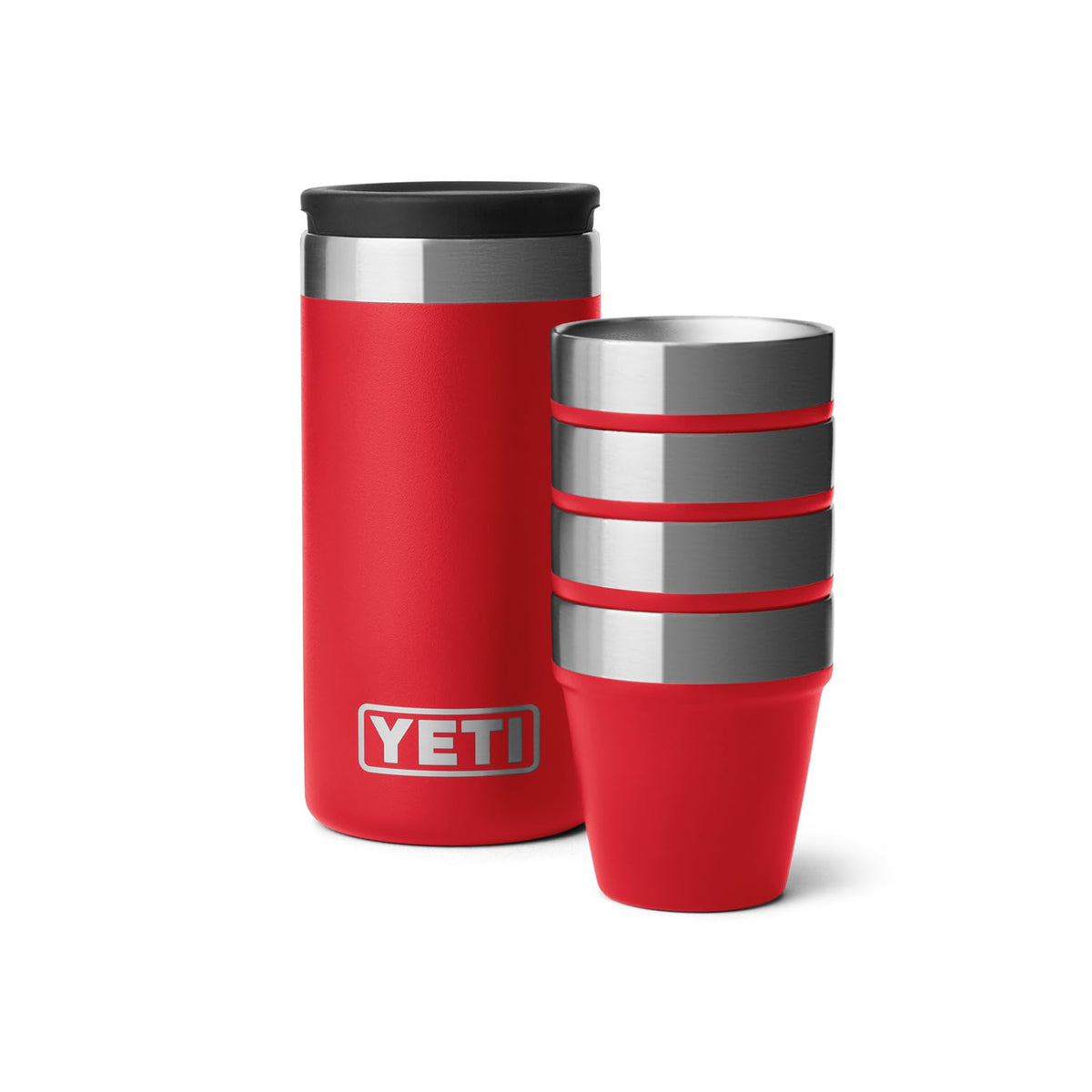 YETI Shot Glasses with Carrying Case, Set of 4, Rescue Red