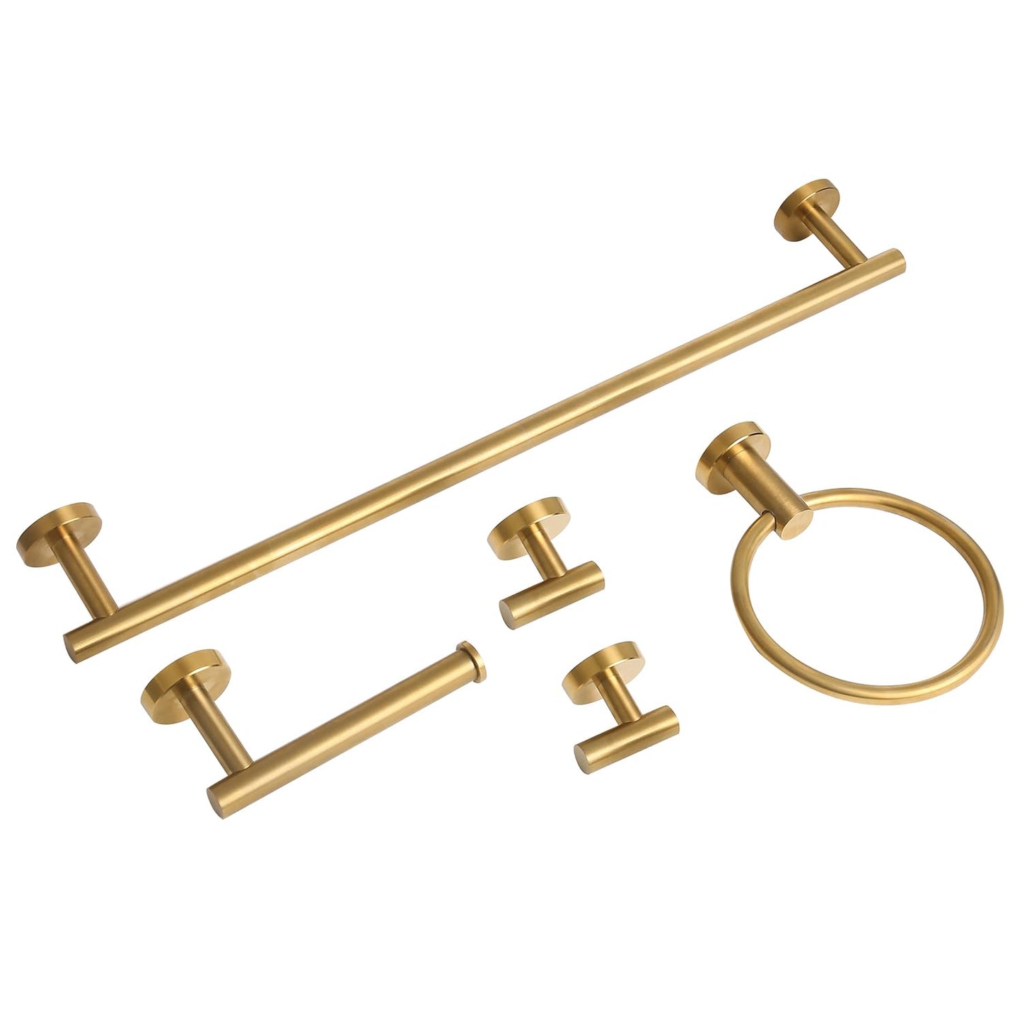 Ntipox Brushed Gold Bathroom Hardware Accessories Set 5 Piece, Stainless Steel Bath Towel Bar Set 24 Inch,Toilet Paper Holder,Towel Ring Holder,Towel Rack Set,Gold Bathroom Accessories Kit